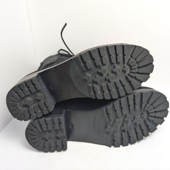 Tory Burch Broome Black Suede Leather lace-up Combat Boots Womens 6 - Picture 6 of 9